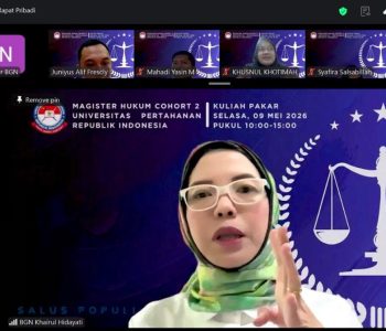 Kepala Biro Hukum dan Humas Badan Gizi Nasional (BGN), Khairul Hidayati, dalam Kuliah Pakar Program Magister Hukum Fakultas Keamanan Nasional Universitas Pertahanan Republik Indonesia (Unhan RI), Selasa (9/6).