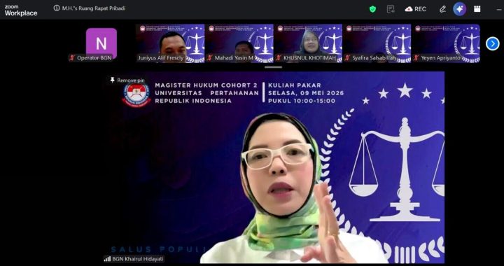 Kepala Biro Hukum dan Humas Badan Gizi Nasional (BGN), Khairul Hidayati, dalam Kuliah Pakar Program Magister Hukum Fakultas Keamanan Nasional Universitas Pertahanan Republik Indonesia (Unhan RI), Selasa (9/6).